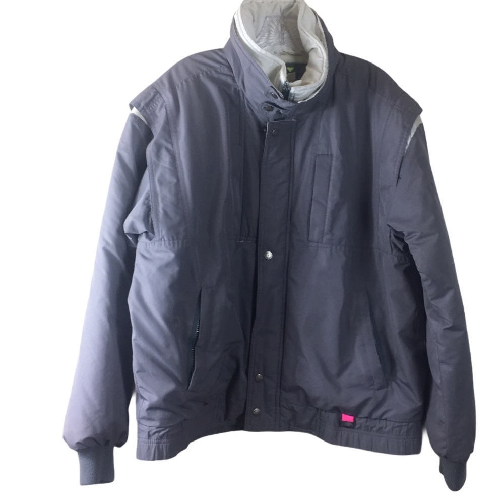 Vintage Obermeyer down ski jacket lavender grey zip front high collar size large